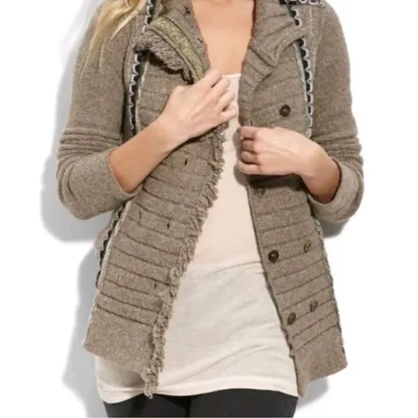 Free People Cuddle Bear Admiral Sweater Double Breasted Button Front Womens XS - Image 2
