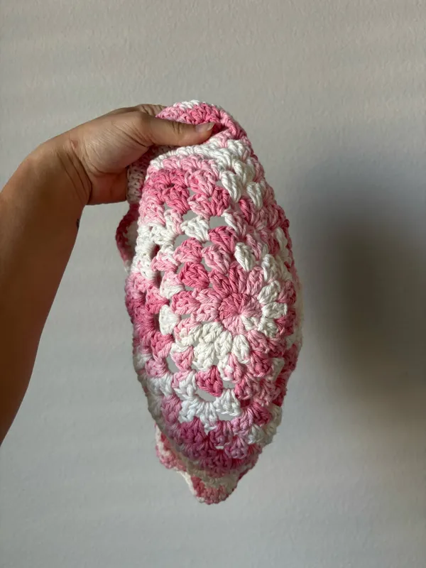 Handmade Crochet Pink & White Bucket Hat - Image 3