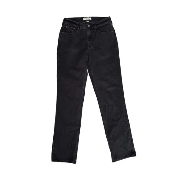 Abercrombie & Fitch Curve Love Women's 27 Black Mid Rise 90s Straight Jeans - Image 2