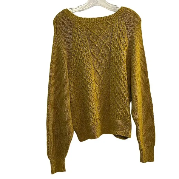 Lucky Brand Women's Cable Knit Crew Sweater Yellow Size S Casual Pullover‎ - Image 10