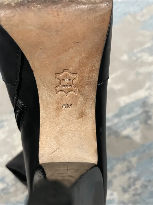 Via Spiga Black Leather Knee-High Pointed Toe Boots Size 8 - Image 15