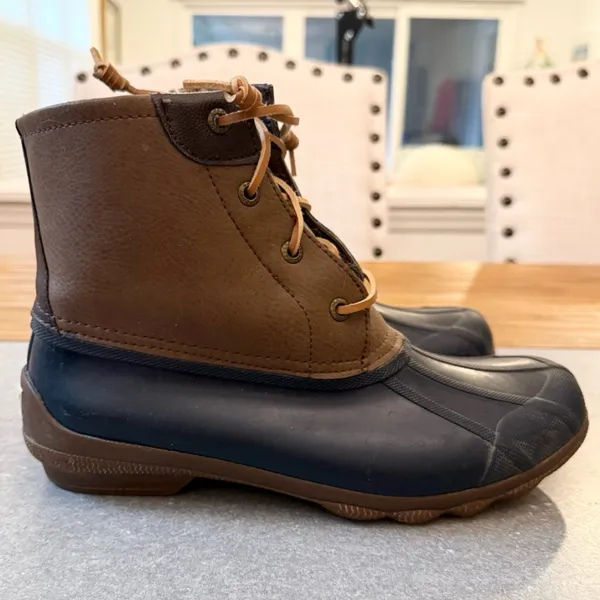 Sperry Top-Sider Saltwater Duck Boots Brown & Navy Blue Women’s Size 8M - Image 4