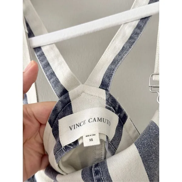 Vince Camuto Blue White Striped Denim Overall Pinafore Dress Size XS Preppy - Image 6