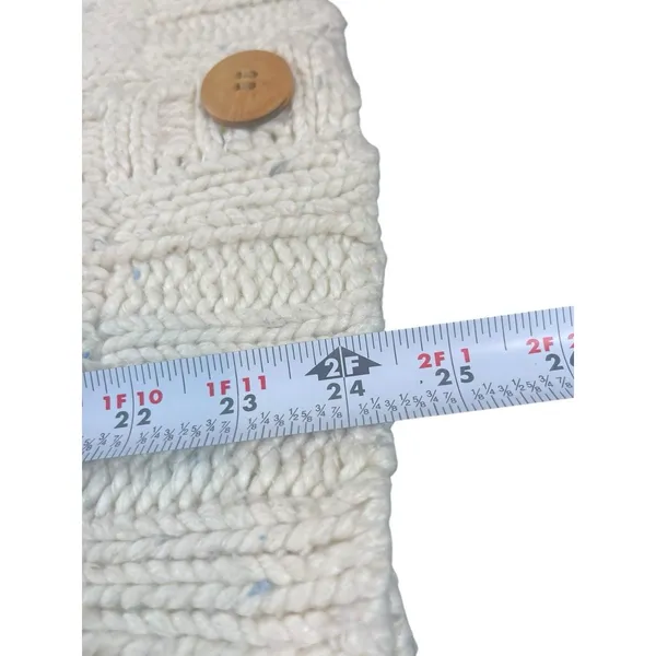 Abercrombie & Fitch Lambswool Chunky Knit Cardigan Sweater Cream VTG Y2K READ - Image 9