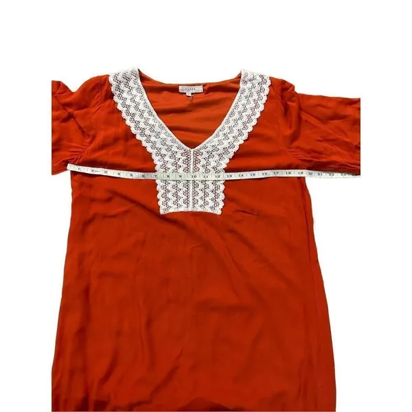 NWOT Entro Long Sleeve Dress‎ Lace Trim Rust Orange Small - Image 4
