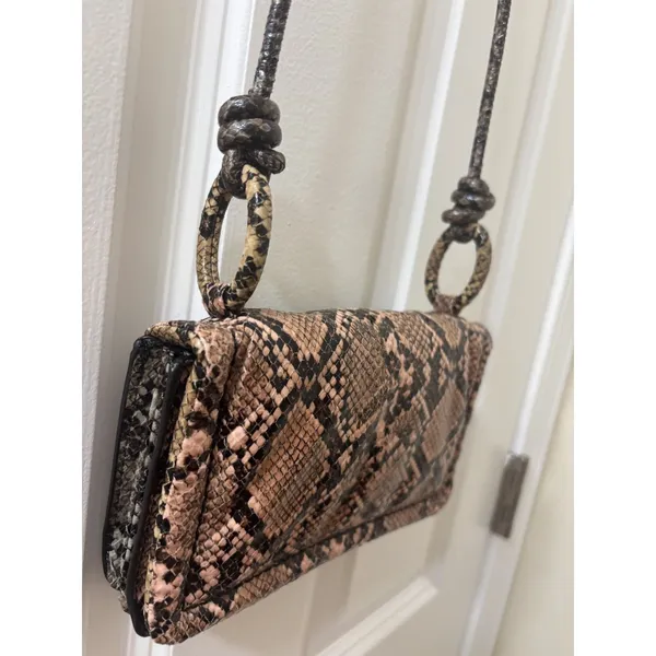 Zara Purse Womens Handbag Animal Print Shoulder Bag Brown Bronze Rectangular - Image 3