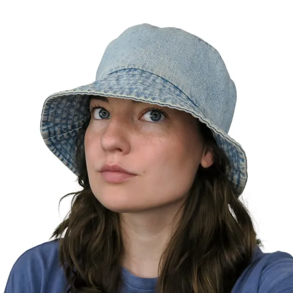 Vintage 90s Faded Glory Light Wash Denim Bucket Hat - Image 2