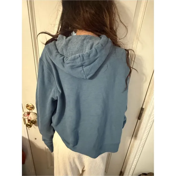 Women’s Aeropostale Blue Hooded Sweatshirt with Pink Script Logo size XL - Image 4