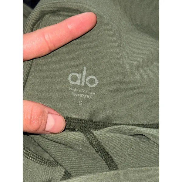 Alo Yoga Leggings Womens Green Moto High Rise Panel Activewear‎ Workout Size S - Image 3