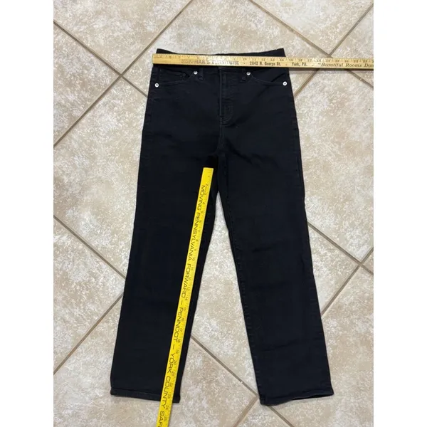 Express classic black denim high-rise straight ankle jeans — size 6R - Image 2