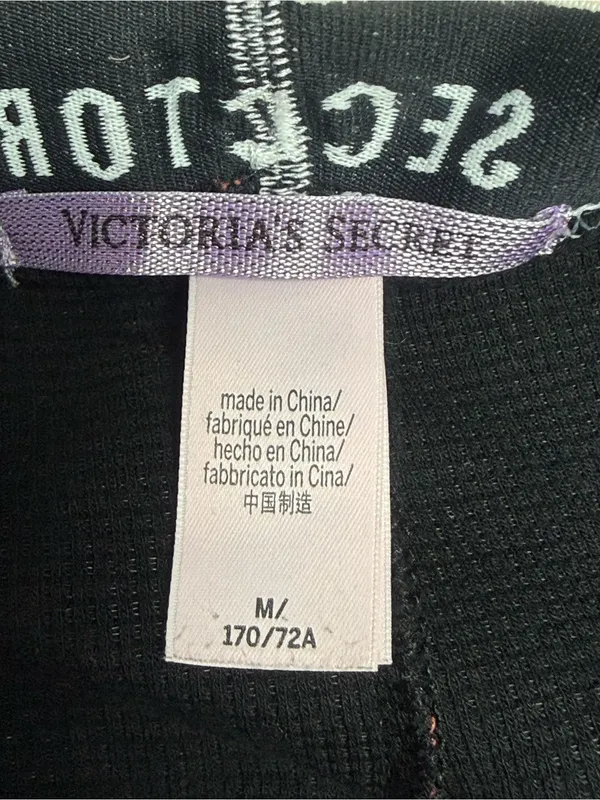 Victoria's Secret Black Lounge Pants with Pink Geo Print - Image 4