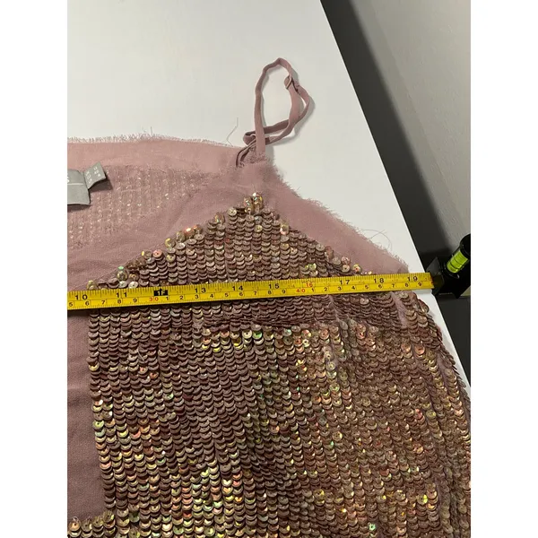 Sparkling ASOS Sequin Cami Top Pink Mauve V Neck Spaghetti‎ Strap Women size 8 - Image 7