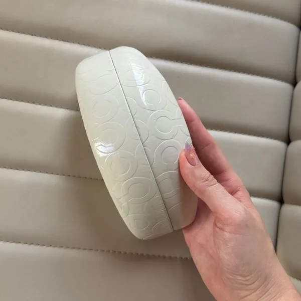 Vintage Coach Brown White Sunglasses Case Glassrs Holder Snaps Close - Image 6