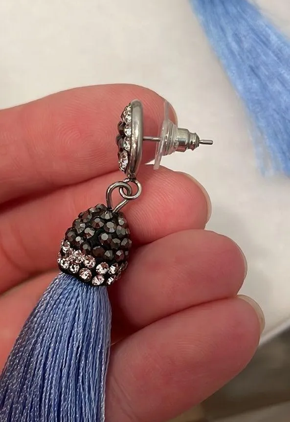 Charming Charlie Blue Tassel Earrings - Image 5