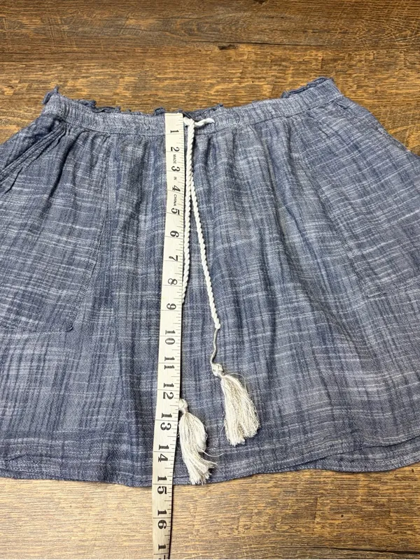 Abercrombie & Fitch Mini Skirt Blue Chambray Womens Medium Lined Elastic Waist - Image 5