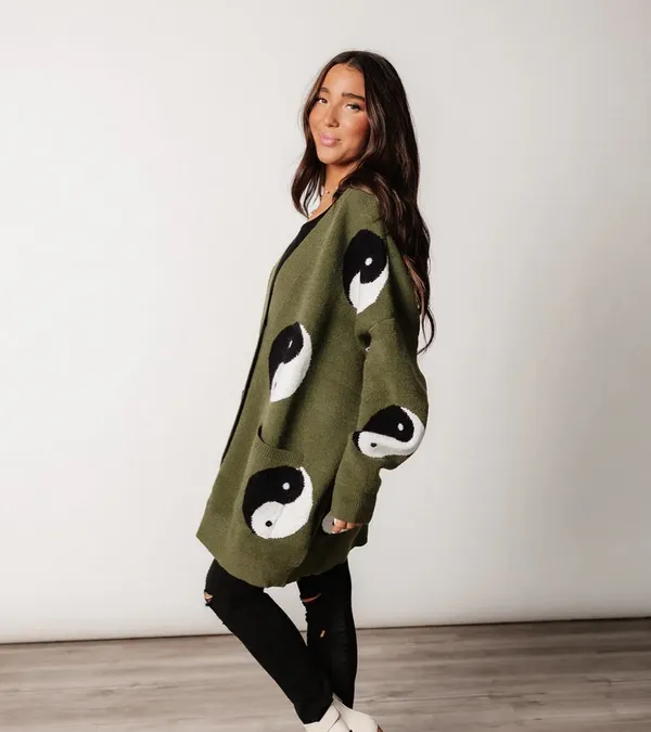Olive Yin Yang Cardigan Boutique - Image 4
