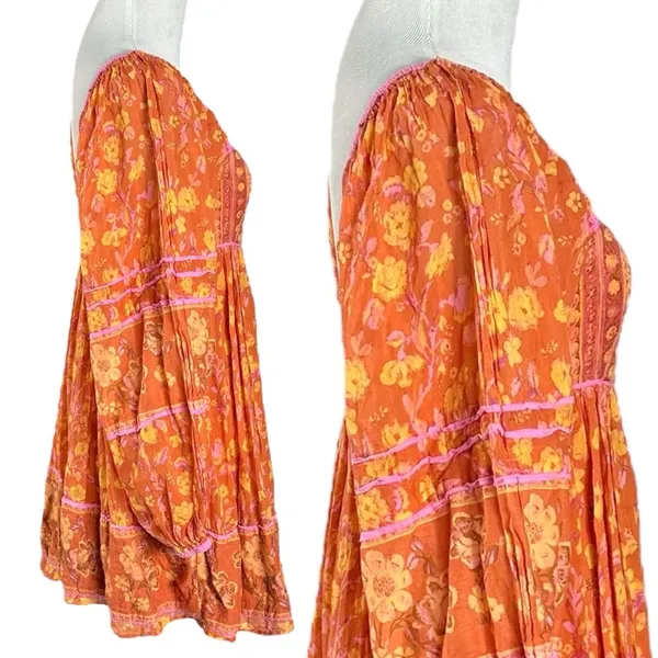 Free People Bohemian Retro 70s Flower Child Endless Afternoon Mini Dress Medium - Image 8