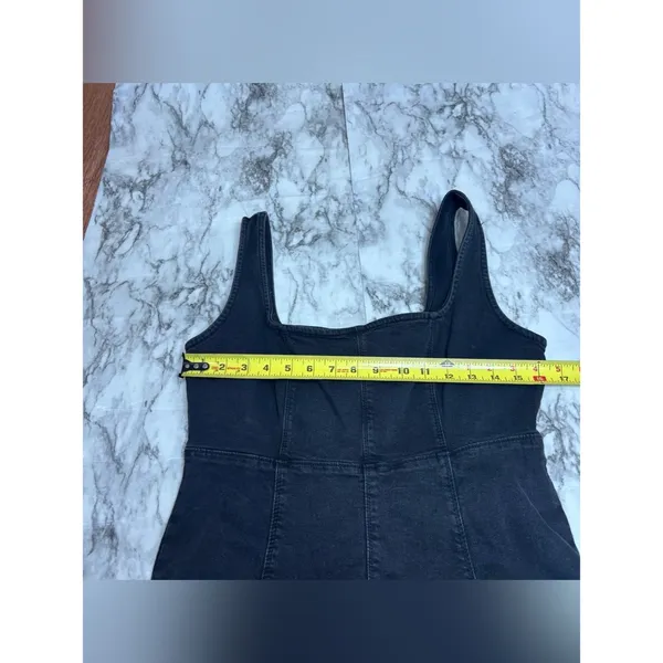 Old Navy Black denim Sleeveless Square. Neck Midi Dress size small cottagecore - Image 6