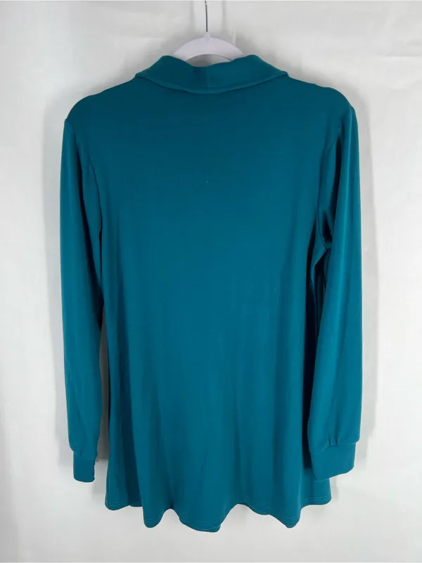 Valolia Teal Zipper Lapel Swing Tunic Top Size M NWT - Image 12