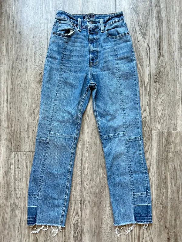 Abercrombie & Fitch Zoe Natural Rise Straight Leg Patchwork Ankle Jeans Size 26 - Image 2