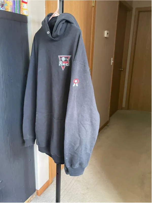 Women's Black Red Graphic Hoodie L - Image 2