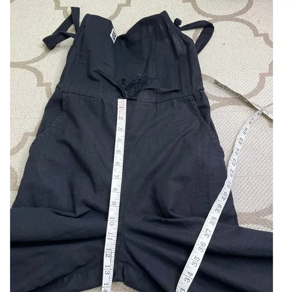 Lucy & Yak Black Linen Blend Jumpsuit Size 2 Wide Leg Cropped Drawstring Waist - Image 10