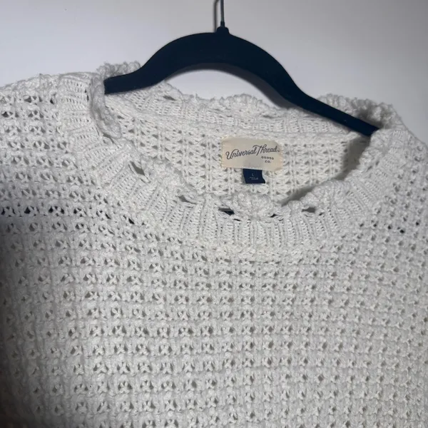 Universal Threads Ivory Crocheted S/S Sweater Colorblock Granny Square Sleeves L - Image 5