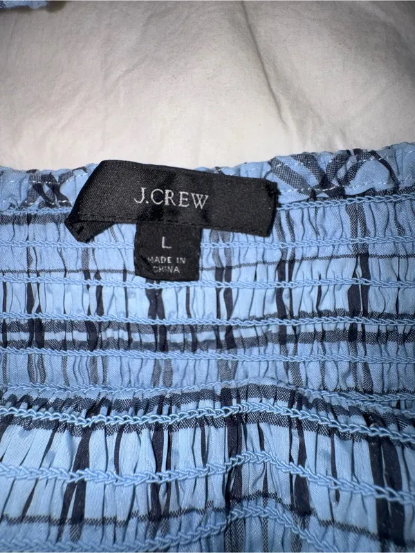 J. Crew Blue Plaid Smocked Maxi Dress - Image 4