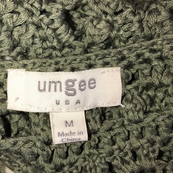 Umgee sz medium olive green crochet knit cardigan - Image 4