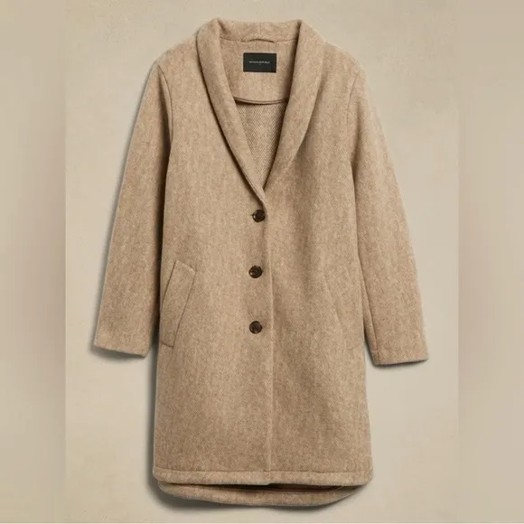 Banana Republic Shawl Collar Coat in‎ Oatmeal Heather Size Small - Image 14