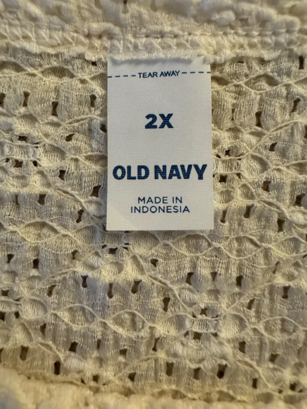 Old Navy Cream Textured Short-Sleeve Top - Image 4