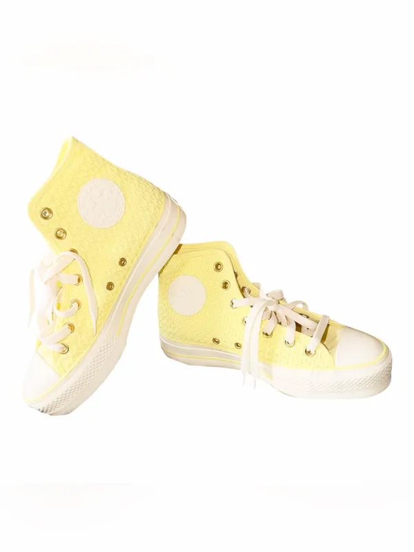 NEW Converse Wmns Chuck Taylor All Star Lift Platform Knit High 'Lemon Slushy' - Image 11