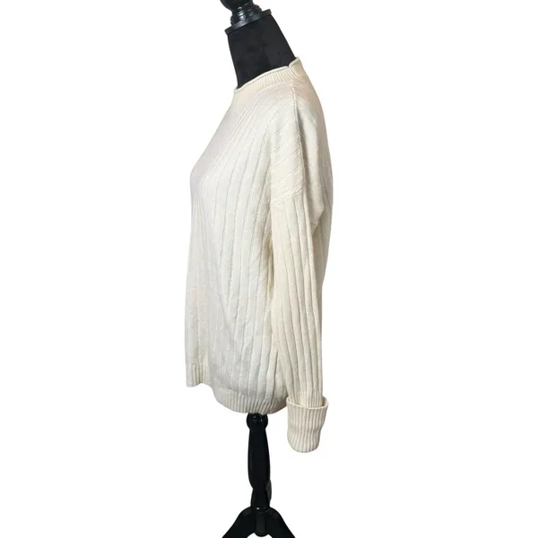 Banana Republic Womens Ivory Ribbed Roll Neck Sweater Merino Wool Cashmere Small - Image 4