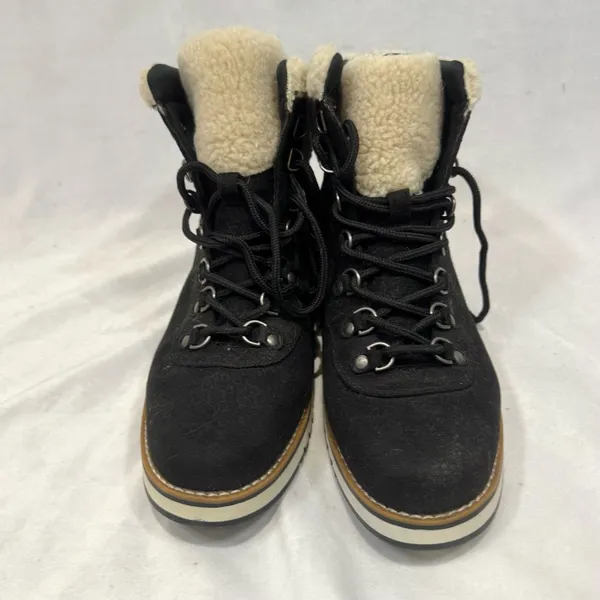 NEW Cliffs by White Mountain Cozy Shearling Lined Black Lace-up Boots Size 10 - Image 6