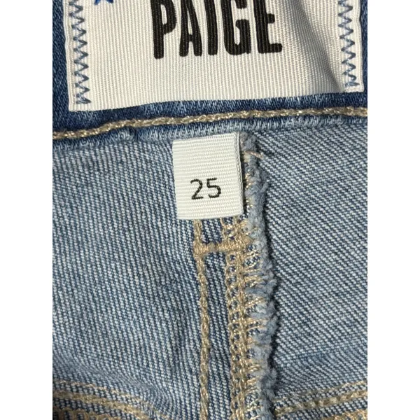 Paige Womens Size‎ 25 High Rise Slim Straight Raw Hem Blue Denim Jeans - Image 4
