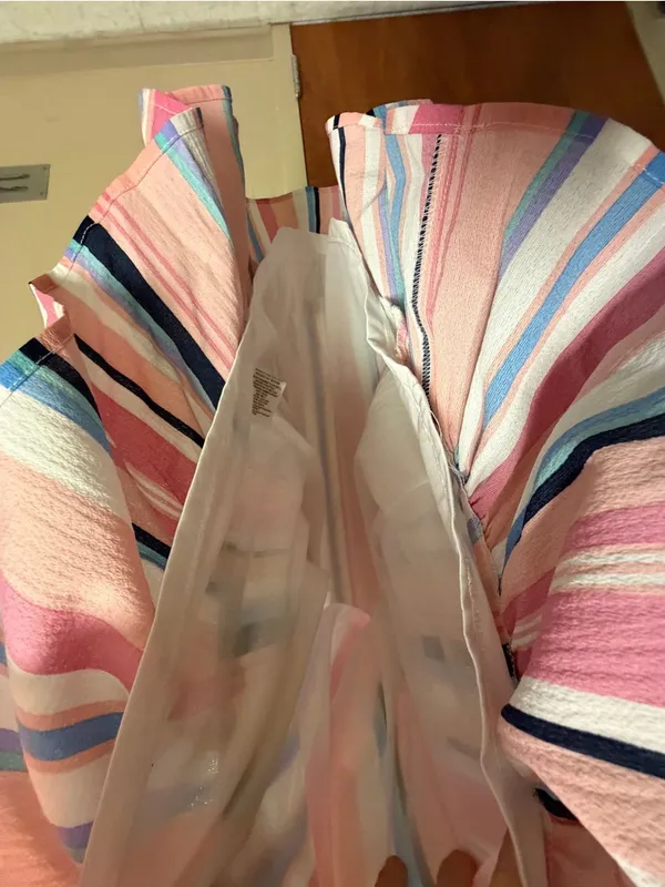 Listicle Pink, Blue & Cream Striped Ruffle-Hem Sundress - Image 7