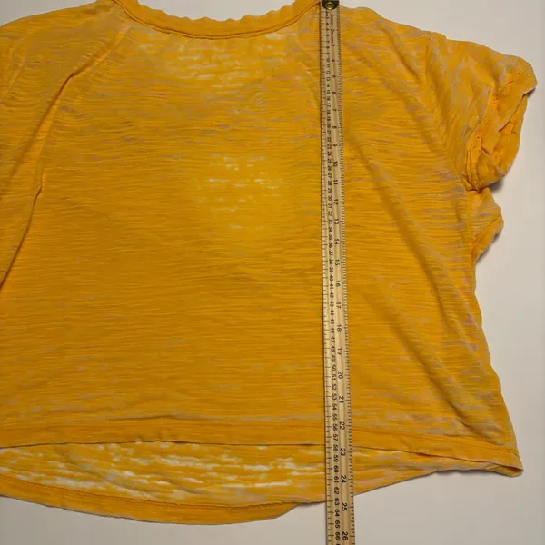 Free People T-Shirt Womens Medium Yellow Open Back Burnout Slub Knit Tee - Image 4