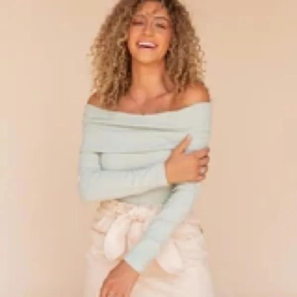 ✨ Dusty Sage Ribbed Off Shoulder Knit ✨ Green Size L - Image 2