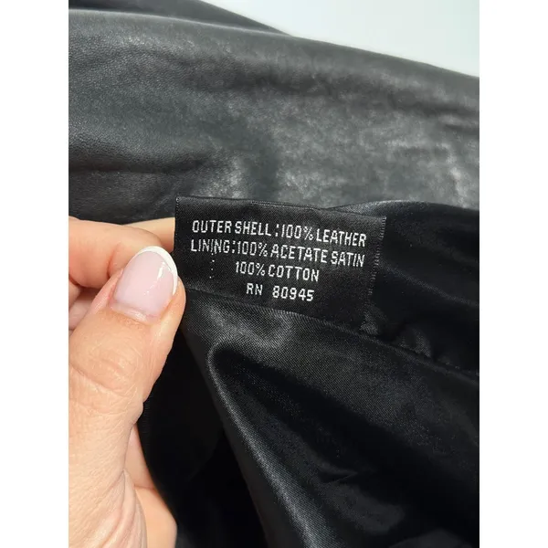 Vintage 90s Black Genuine Leather Bomber Jacket Oversized Mens XL - Image 6