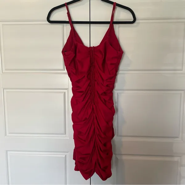 Windsor Women's‎ Red Ruched Mini Dress Size Small V-Neck - Image 5