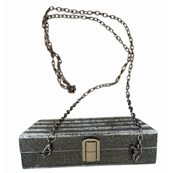 A New Day Black Pearl White Confetti Acrylic Box Clutch Chain Bag - Image 6