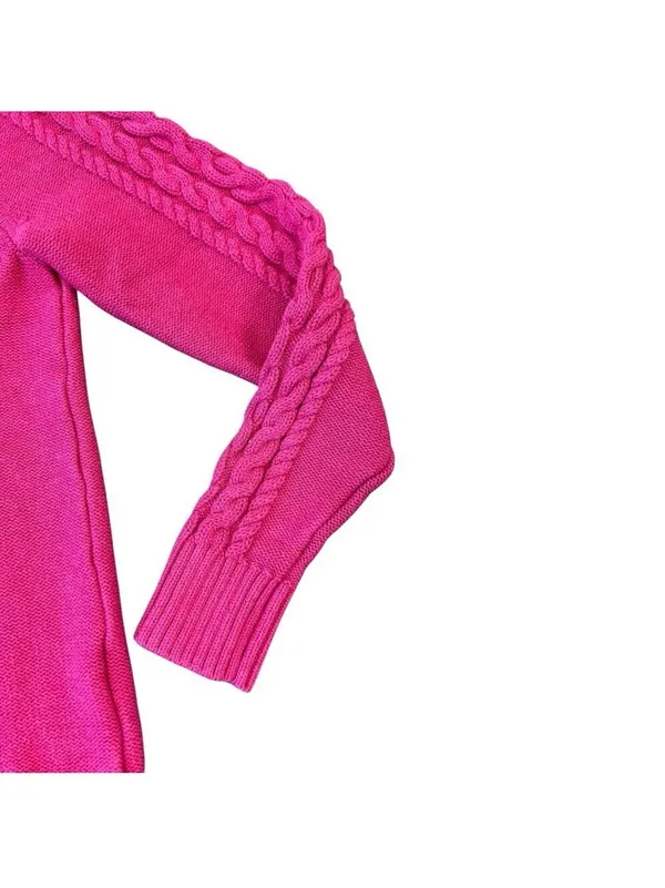 L.L.Bean Pink Cable Knit Full Zip Cardigan Sweater M - Image 6