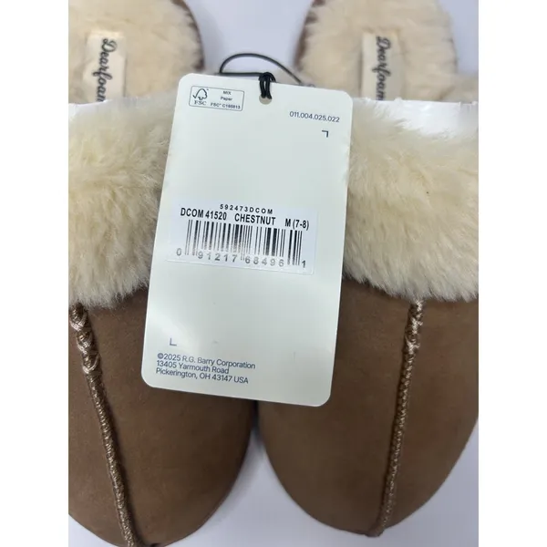 Women's Bed Slippers with Fur by Dearfoams Memory Foam Sz 7/8 Chestnut NWT - Image 4