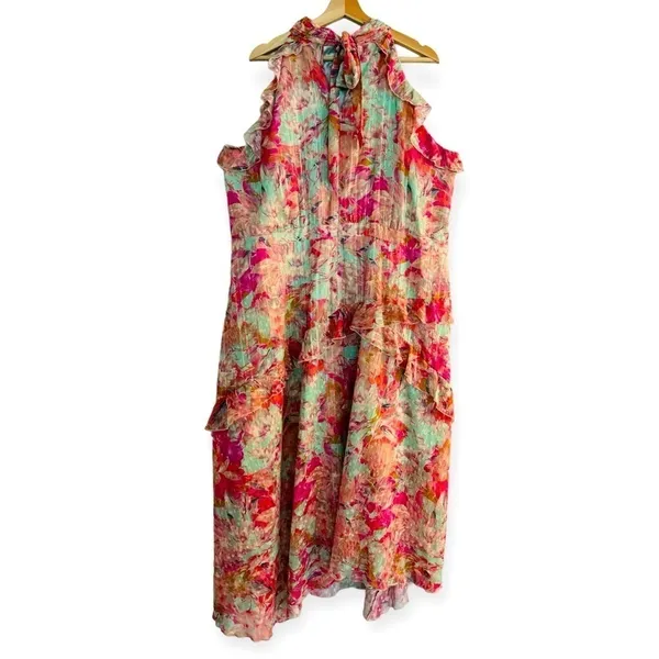 ALEX MARIE Fiona Halter Floral Asymmetric Hem Ruffled Maxi Dress Size 20W NEW - Image 7