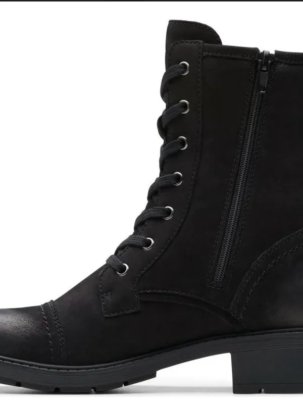Clarks Black Lace-Up Women's Combat Boots - Image 3