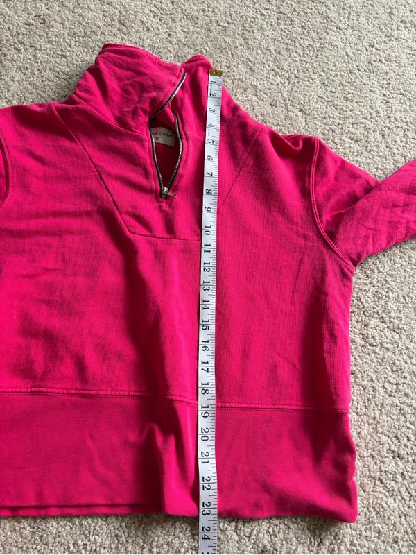 Cotton citizen revolve pink quarter zip long sleeve preppy sweatshirt sz medium - Image 13