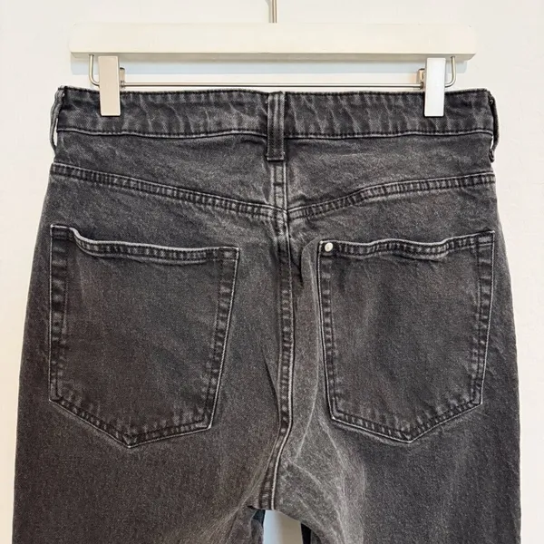 HM Jeans Size 8 Black Faded Distressed High Rise Straight‎ Split Hem Mall Goth - Image 6