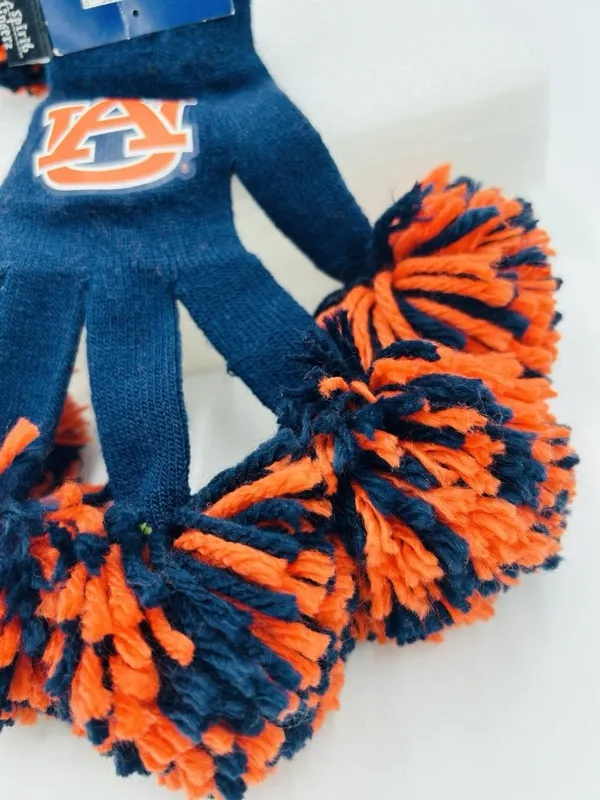 Auburn Tigers Spirit Fingerz Gloves Imperial Football Pompom Fingers NEW - Image 4