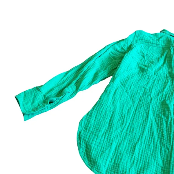 J. Crew Re-Imagined Classic Fit Gauze Button-Down Shirt Green Size 4 Women's - Image 3