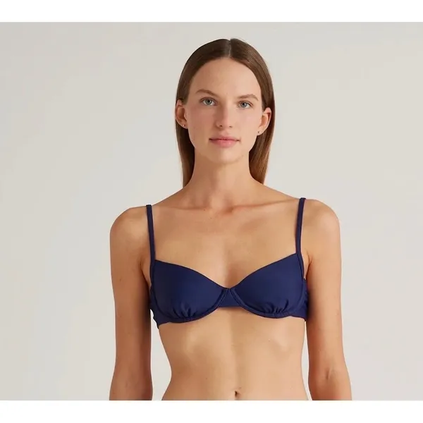 New Quince Women's Italian Demi Bikini Underwire Top Deep Navy Blue Size Small - Image 2